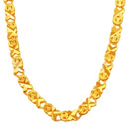 Womens Collar Chain Solid Necklace 18k Yellow Gold Filled fashion 18 Inches Vintage Accessories Gift