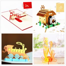 4-Packed birthday party supplies laser cut birthday invitations 3d greeting card gifts card 3d pop up cards congratulation cards