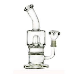 8 Inches Thick Oil Rig Glass Bong Waterpipes Smoking Pipe with Double Barrel Dome Splash Matrix Inner Perc Hookahs