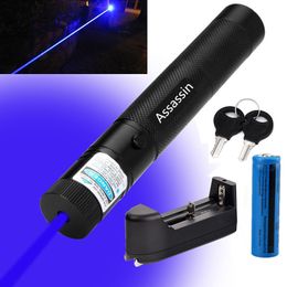 301 Potente puntatore laser blu viola con penna laser a raggio 405 nm + batteria 18650 + caricabatterie