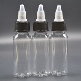 NEW 60ML Clear Bottles 2OZ PET Beak Bottles for Eliquid 60 ml 1000Pcs with Black White Lid