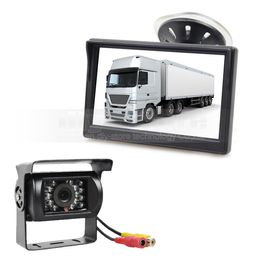 Waterproof Color CCD Reverse Backup Car Truck Camera IR Night Vision + 5 inch LCD Display Rear View Car Monitor