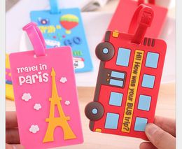 20pcs Air Plane Cartoon Qute Luggage Tag Travel Baggage Handbag ID Rubber Tags Name Card Holder