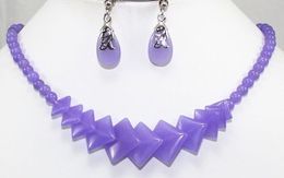 Wholesale Lavender Purple Jade Necklace & Earring Jewellery Set