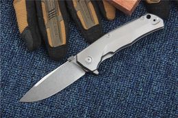 Top Quality Flipper Knife Real M390 Satin Blade TC4 Titanium Handle Ball Bearing Washer EDC Pocket Knives With Original Wood Box