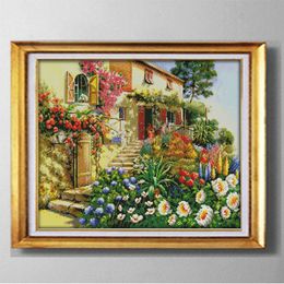 Garden Villa beauty cabin , DIY handmade Cross Stitch Needlework Sets Embroidery paintings counted printed on canvas DMC 14CT /11CT