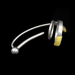 Male Stainless Steel Catheter Urethral Sounding Stretching Dilator Stimulate Cock Cage Penis Ring Chastity Device Adult BDSM Sex T4741494