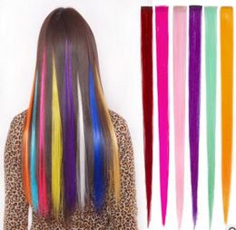 Fashion hair for women Long Synthetic Clip In Straight Hairpiece Party Highlights Punk hair pieces