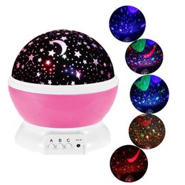 rotating Night lights Lighting Lamp starry led Christmas gift for kids Colour Changing moon Star Projector for Children