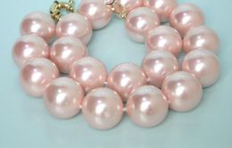 14mm round pink south sea shell pearls necklace