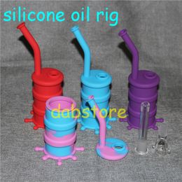silicone oil rig Mini Glow In Dark Silicone Water Pipe glass bongs glass water pipe seven colors for choice free shipping