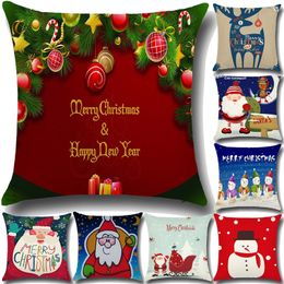 Merry Christmas Style Cushion Cover Santa Claus Christmas Tree Snowman Home Decorative Pillows Cover