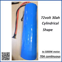 Cylindrical Shape Lithium Ion 72v Battery Pack Round Li Ion 72V 30Ah Battery Pack for 4000w Motor with 60A BMS + 5A Charger