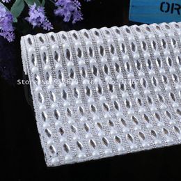 pearl craft beads UK - White 40X24 cm Crystal Clear Rhinestone Roll Trim with Colors Pearl Beads Banding Trim Applique hotfix DIY Clothing Craft