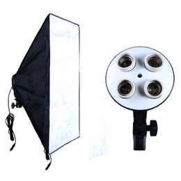 Freeshipping Photographic Equipment Photo Studio Soft Box Kit Video Four-capped Lamp Holder Lighting+50*70cm Softbox Photo Box