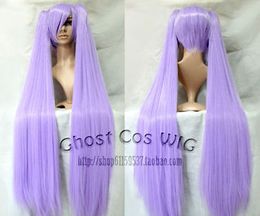 Free Shipping>>>Lucky Star Long Fashion Purple Straight Cosplay Wig WIth Two Clip Ponytails z804