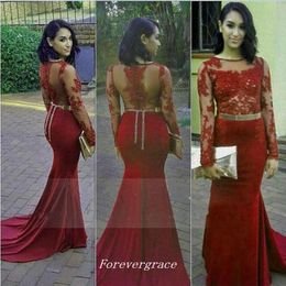 Long African Style Prom Dress Elegant Maroon Burgundy See Through Top Sheer Evening Party Reception Gown Custom Made Plus Size