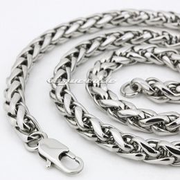 Fashion new Jewellery Stainless Steel men's Boys women Necklace wheat braid chain silver tone polished for gifts 6mm wide 18''-32 inch choose