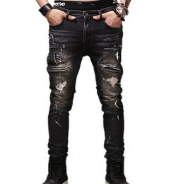 Wholesale- jeans male New fashion robins hole jeans pants men fashion's jeans men Trousers straight pants designer high quality