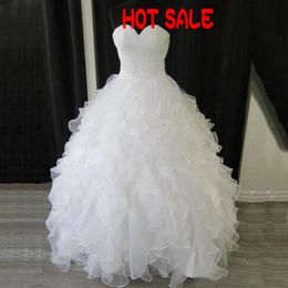 Hot Sale Cheap Wedding Dress A Line Sweetheart Sleeveless Ruffles Corset Wedding Dress Lace up Bridal Gowns Beaded Appliques Waist