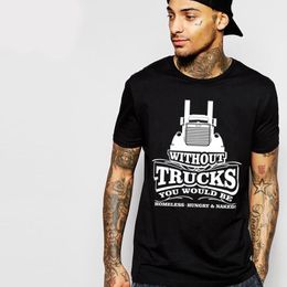 -Al por mayor- Sin camiones que sería sin hogar hambriento desnudo Car Print T-shirt hombres 2016 ropa de marca de verano de los hombres camisetas homme tops Tees