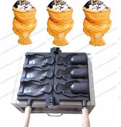 Free Shipping 110V 220V Electric Ice Cream Taiyaki Fish Waffle Machine 3pcs Open Mouth Korean Ice Cream Fish Waffle Maker MYY