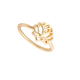 Everfast Wholesale 10pc/Lot Fashion Plant Rings Cute Hallowed Lotus Ring Duzzle Silver Gold Rose Gold Plated Ring for Women Girl Can Mix Color EFR013