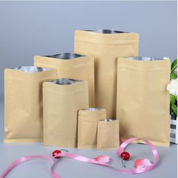 Aluminium membrane kraft paper bag for food moistureproof Aluminium foil lining stand up candy seal valve packaging bag for snack gift pouch