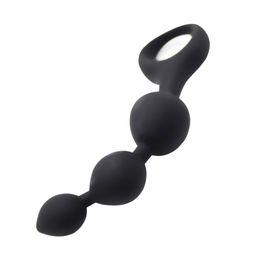 Toysdance Black Silicone Anal Beads For Adult Sex Toys Flexible Bendable Butt Plug 14*3cm Sex Products Erotic Novelty Anal Ball 17420