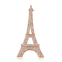 Trendy Effiel Tower Brooch Scarf Pins Shiny Crystal Rhinestone Corsage for Women Girls Wedding Brooches Jewellery Wholesale Xmas Gift