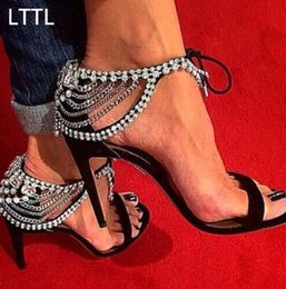 Sweet women rhinestone sandals gladiator thin high heels lace up embellished crystal sandals women shoes lady pumps