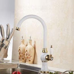 New Design Hot and Cold Kitchen Sink Faucets With Porcelain Decorated / Five Styles Kitchen Taps HS338/Multifunctional wrench