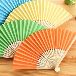 New Chinese Hand Paper Fans Pocket Folding Bamboo Fan Wedding Party Factory direct sales Favour free shipping