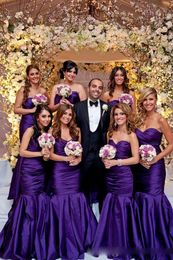 2018 Tafeta Cheap Purple Bridesmaid Dresses Junior Maid of Honour Wedding Guest Gowns 2018 Sexy Mermaid Bridesmaid Gowns