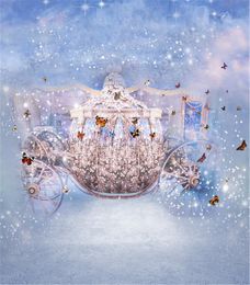 10x10ft Dancing Butterflies Pumpkin Car Fairy Tale Princess Children Photo Backgrounds Light Spot Fond Bling Fantasy Backdrops for Weddings