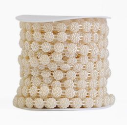 Type-3 1 Spool Flower Shape ABS Pearl Garland Cake Banding Trim Ribbon For Sewing Wedding Party Centerpiece Decoration