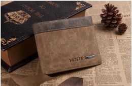 2017 new style men's wear sand short wallet Europe and European style vintage leather clip card wholesale