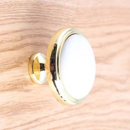 36mm modern simple white gold TV cabinet drawer knobs pulls white ceramic dresser kitche cupboard door handles knob