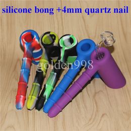 hookahs Creative Design Silicone Tobacco Smoking Pipe Mini Water silicon Hookah Bong Multi Colours Portable Shisha Hand Pipes with 19mm quartz nail