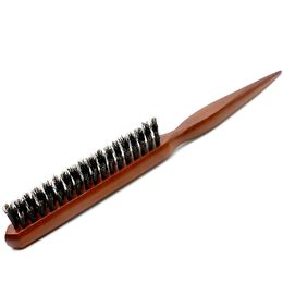 antistatic boar bristle curly hair brush fluffy comb wood handle barber hairstyling comb hair salon tools