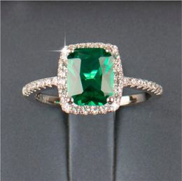 -Große Förderung 3ct Real 925 Silber Ring SWA Element Diamant Smaragd Edelstein Ringe Für Frauen Großhandel Hochzeit Engagement Schmuck Neu