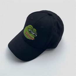 2017 New Fashion Unisex Green Frog Cattoon Pattern Hats Snapback Baseball Caps Embroidery Black Sun Hat Hip Hop Hat