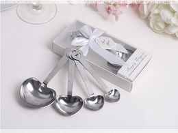 Love Wedding favors of Simply Elegant Heart Shaped Stainless Steel measuring spoon in White Gift Box Free shipping wa4111