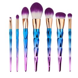 Super Soft 7PCS Cosmetic Makeup Brush Set, Silky Soft Cosmetic Conical gradient Colour Makeup Brushes,Fashion Design for Eyes Face Makeup