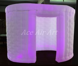 1 Door white oval type lighting inflatable tent for photo booth with 1 door enclosure and led lights made in China