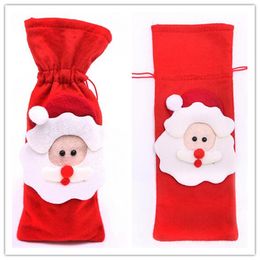 New Arrive Red Wine Bottle Cover Bags Christmas Dinner Table Decoration Home Party Decors Santa Claus