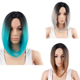 Ombre Synthetic Wig Short Bob Wigs 12inch Heat Resistant Synthetic Hair wigs American European Popular Style