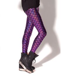 Wholesale- EAST KNITTING X 2017 Women Sexy Mermaid Printed Purple Punk Leggings for Womenplus Size Drop Shipping