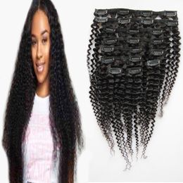 Mongolian kinky curly hair 4a/4b/4c Afro Kinky Curly Clip In Hair Extensions 120g Natural Color kinky curly clip ins 10pcs