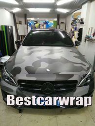 Large Black Grey Camo VINYL Full Car Wrapping Camouflage Foil Stickers with Camo truck covering foil with air free size 1.52 x 30m/5x98ft